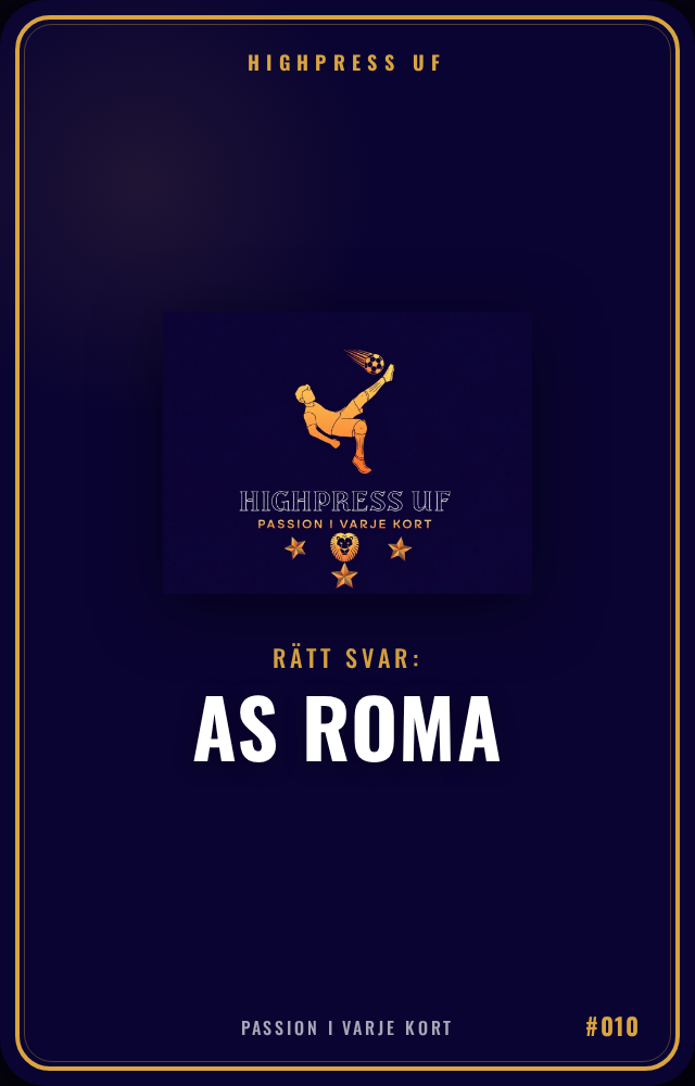 Baksidan av HighPress-exempelkortet med svaret AS Roma